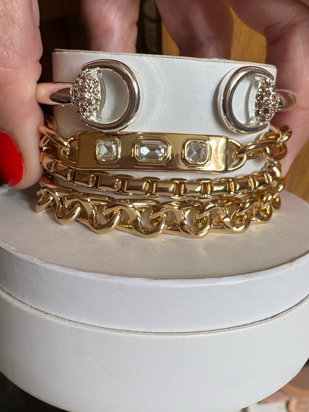BP Gold Multi-Chain Bracelet & rhodium cuff